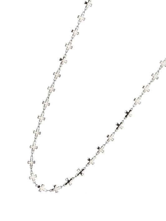 Pauline Cross Silver Long Necklace
