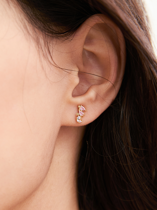 Glitzernde Ohrstecker „Petit Pink“ mit Seepferdchen