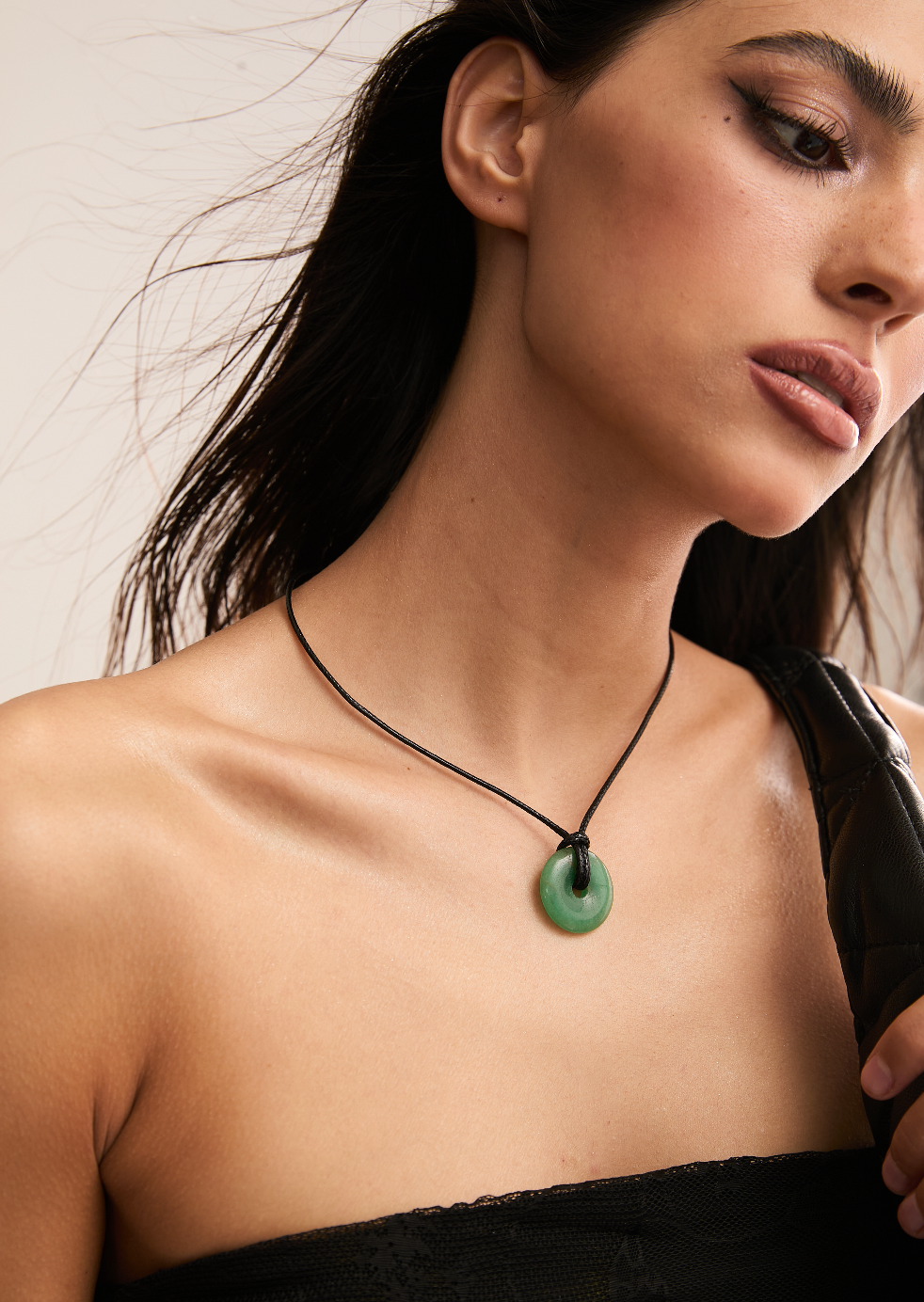 Collana con cordino portafortuna - Felicità (Giada)