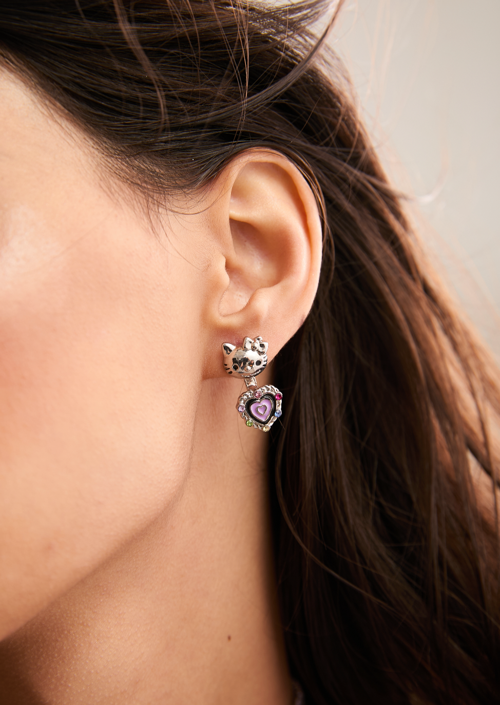 Orecchini Kitty in argento viola