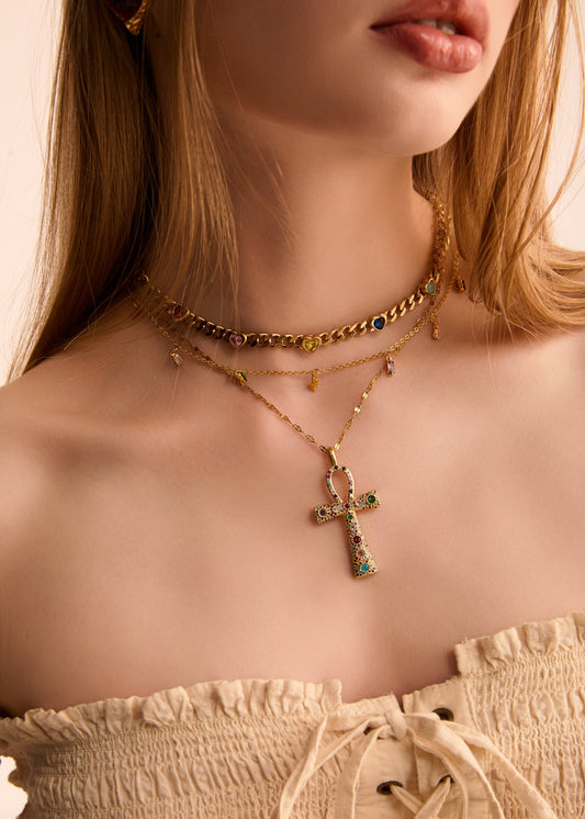 Sabino Colorful Love Golden Chain Necklace