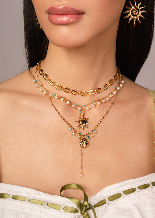 Petit Zoe Türkisblaue goldene Lasso-Halskette