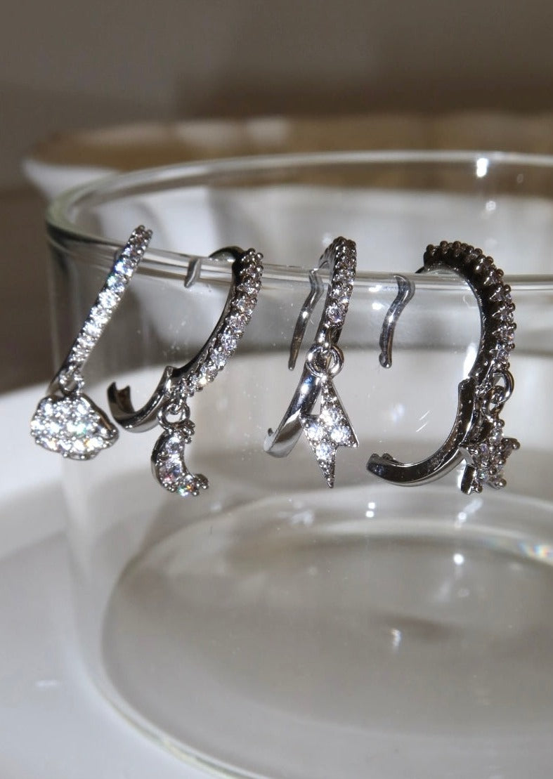 Set di orecchini Huggie in argento Sky Moods
