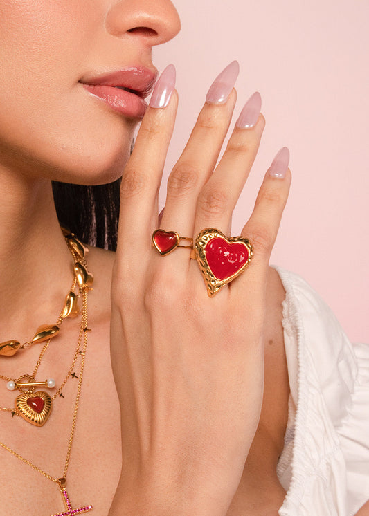 Anello rosso "Adam Love In All Shape"