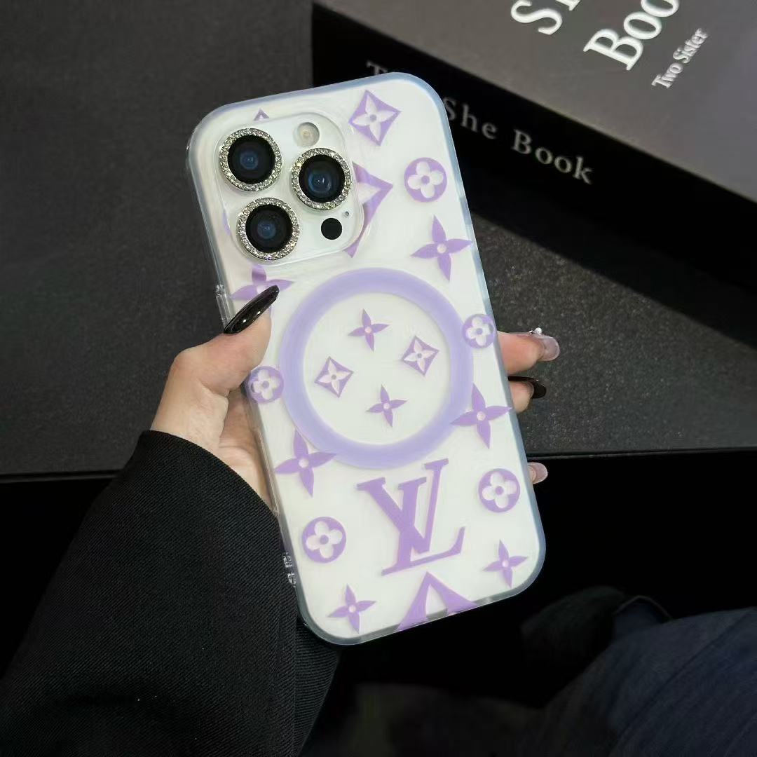 Purple Flower MagSafe Phone Case For iPhone