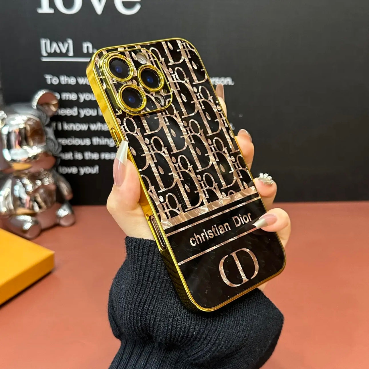 Custodia per telefono in rilievo galvanica lucida per iPhone
