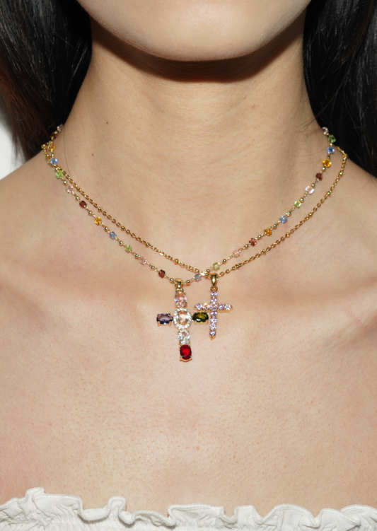 Grace Rosa goldene Kreuzkette