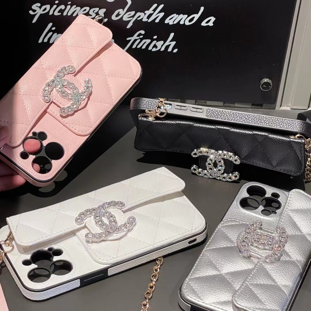 Custodia in pelle con motivo a carte per iPhone
