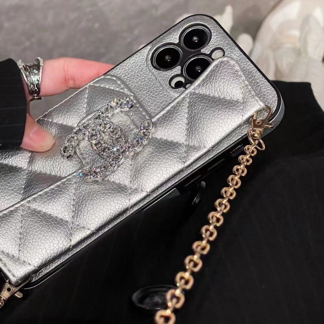 Custodia in pelle con motivo a carte per iPhone