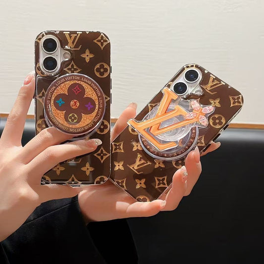 Brown Magnetic Bracket Phone Case For iPhone