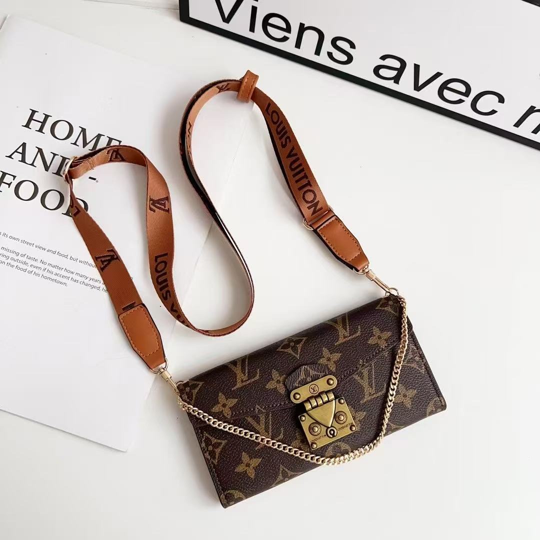 Long Strap Letter Holster Wallet Case For iPhone