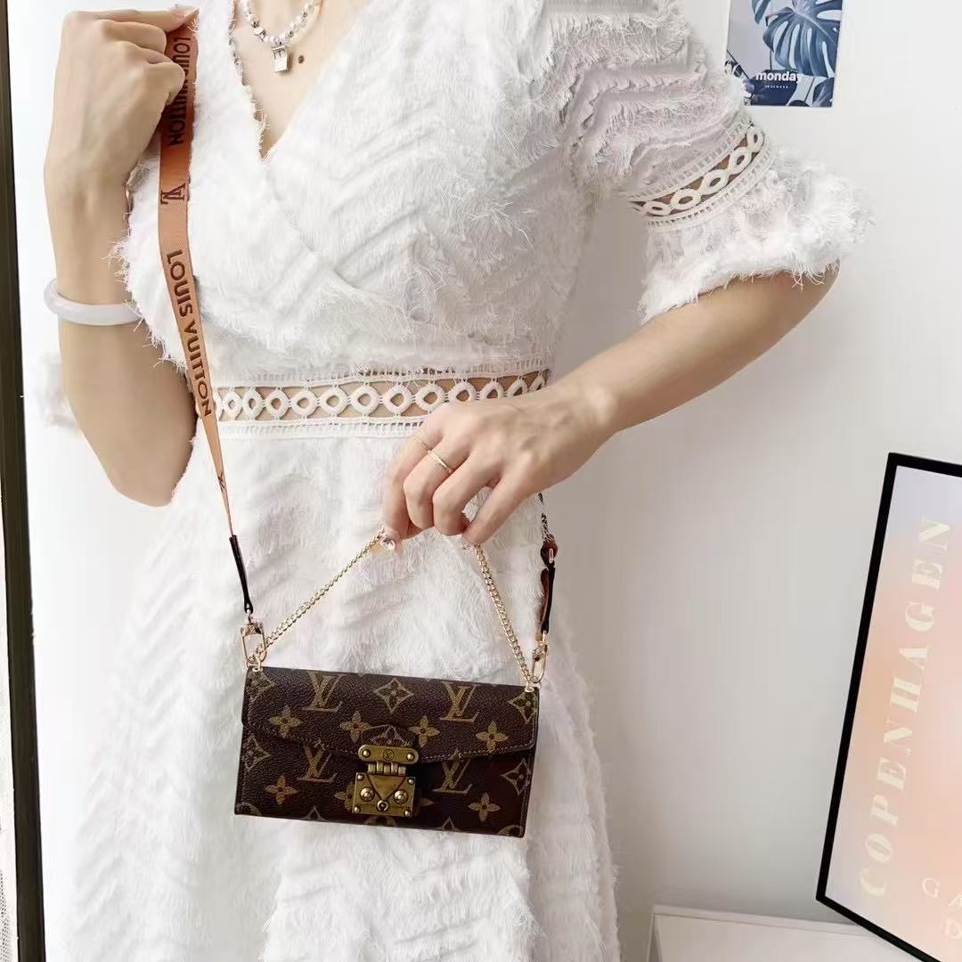 Long Strap Letter Holster Wallet Case For iPhone