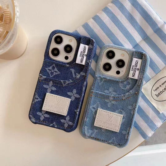 Blue Denim Card Design Phone Case For iPhone