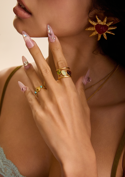 Zoe Amazon Stone Goldener Ring II