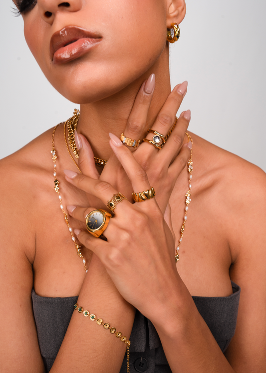 Xanthe Weißer Stein Exotischer Goldring