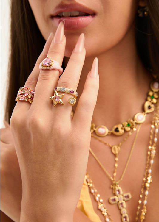 Anello Todd & Judy Star rosa dorato