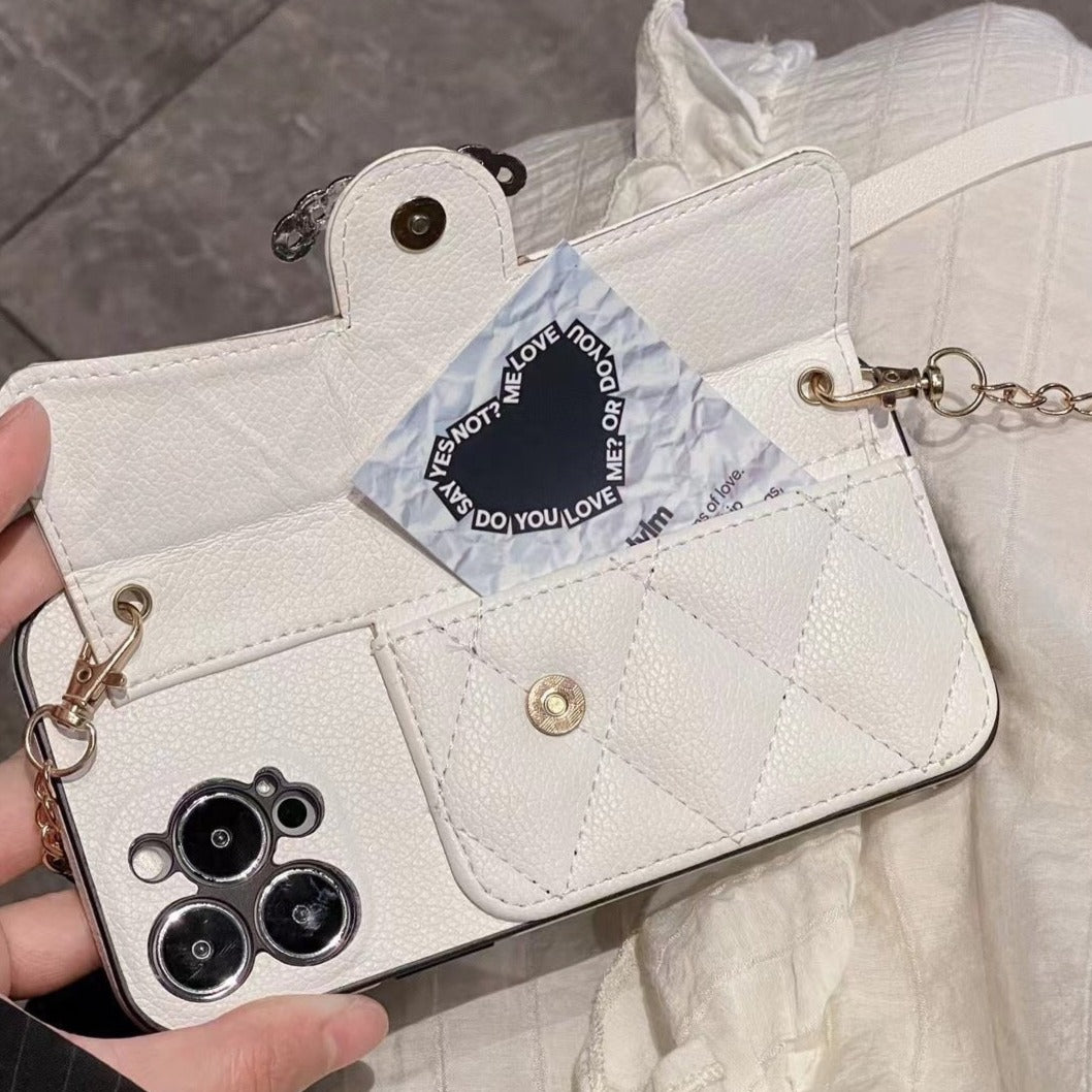 Custodia in pelle con motivo a carte per iPhone