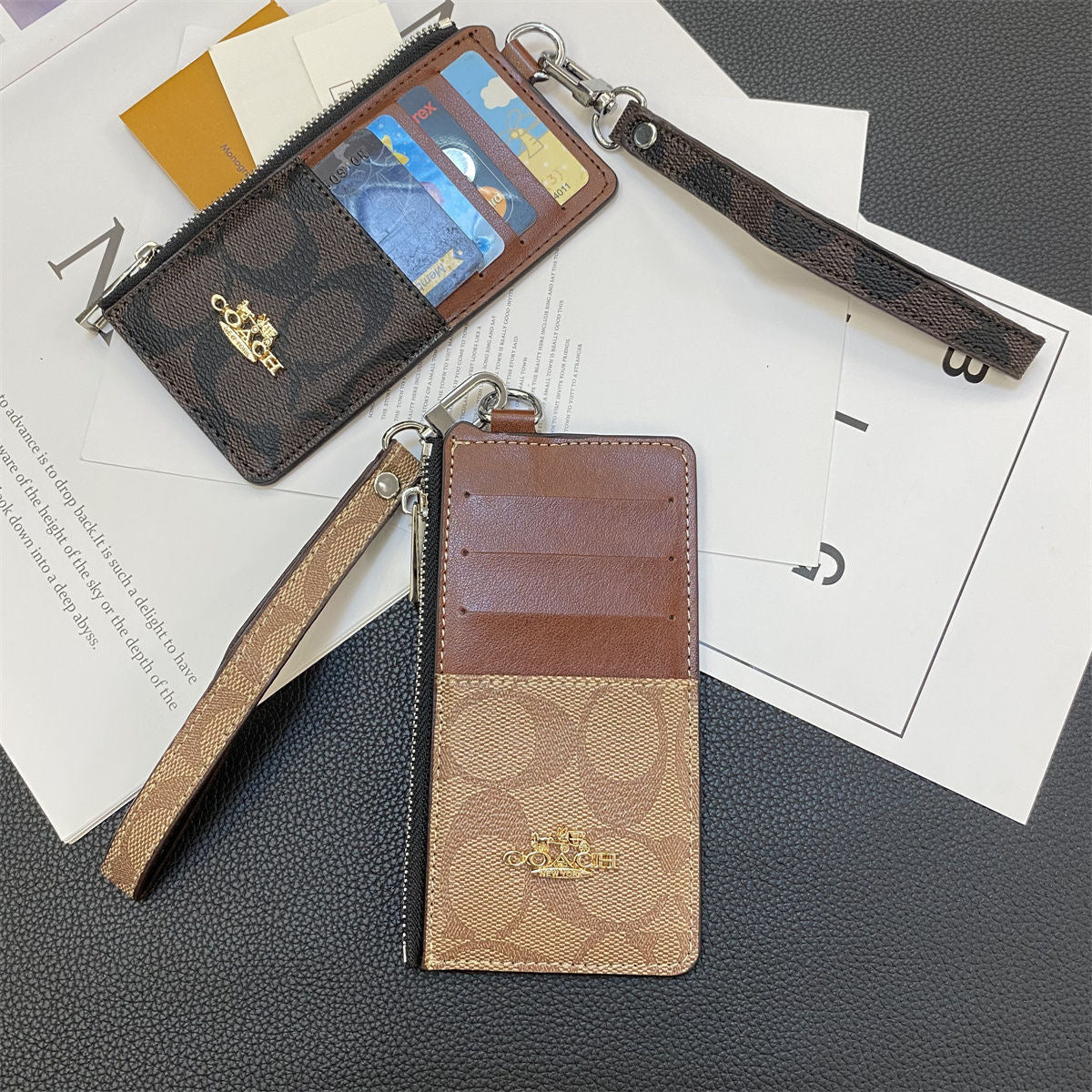 Portafoglio lungo Glamour con monete e carte