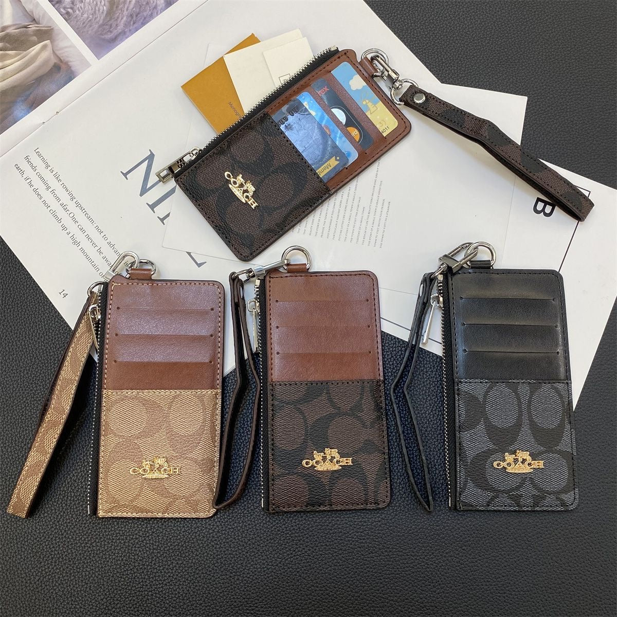 Portafoglio lungo Glamour con monete e carte