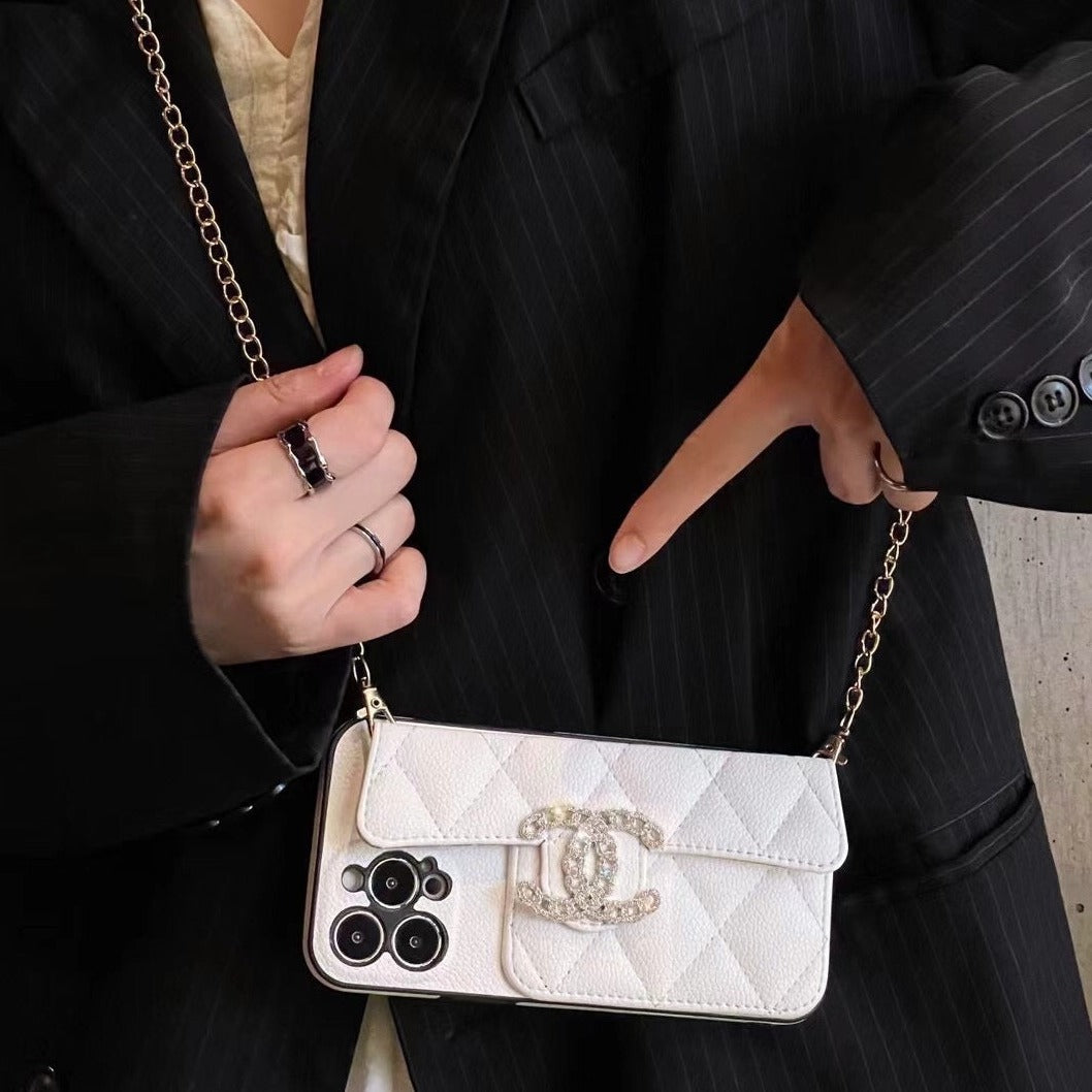 Custodia in pelle con motivo a carte per iPhone