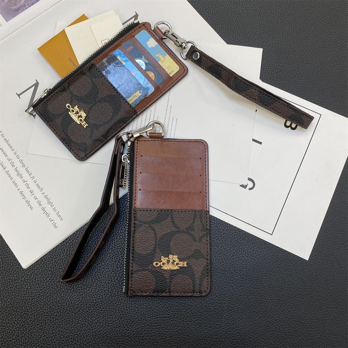 Portafoglio lungo Glamour con monete e carte