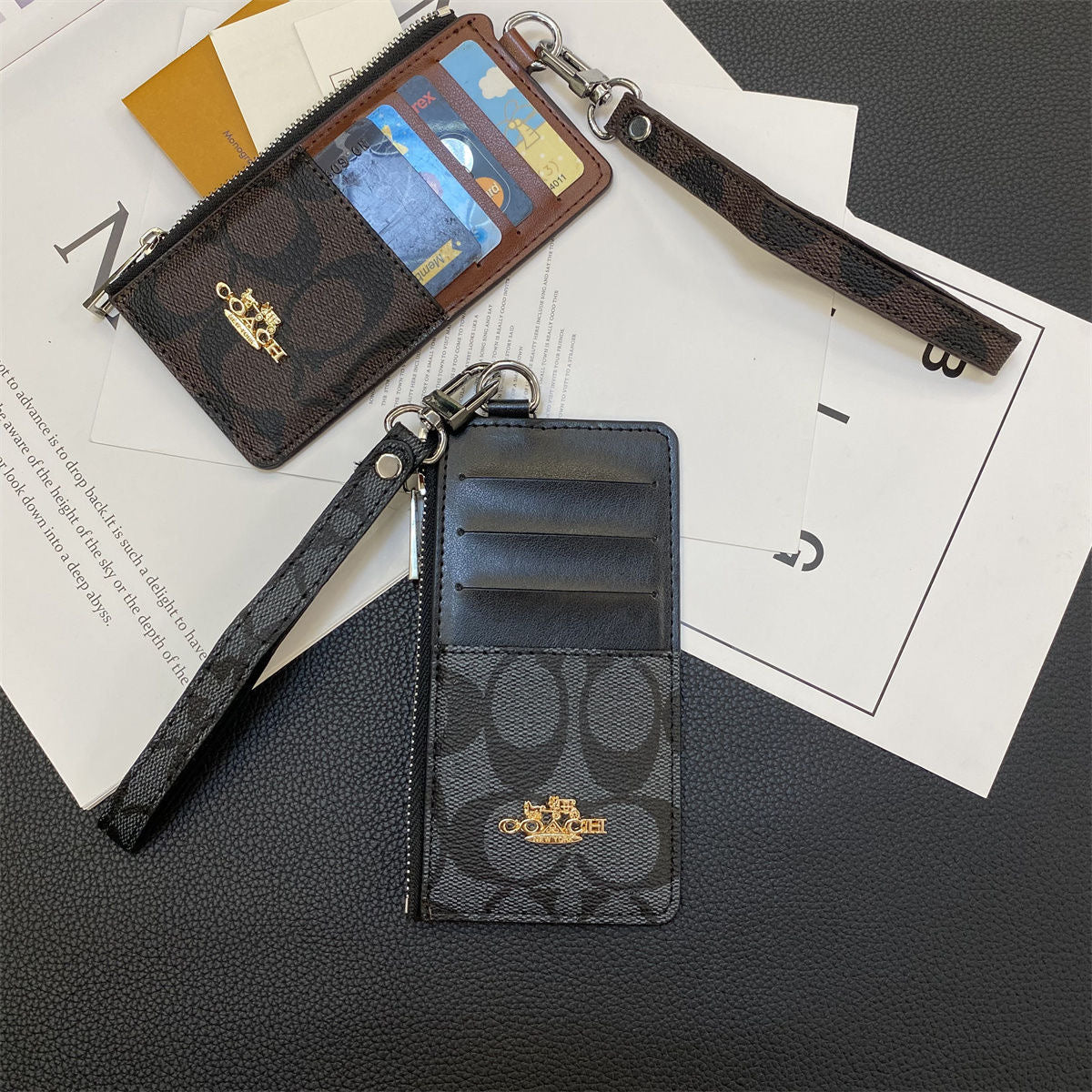 Portafoglio lungo Glamour con monete e carte