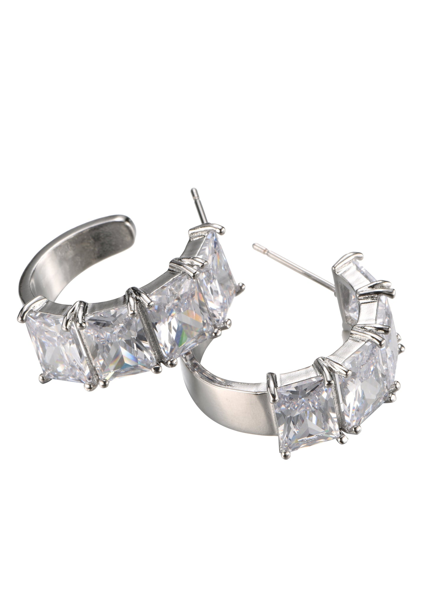 Cocktail-Silber-Diamant-Ohrringe