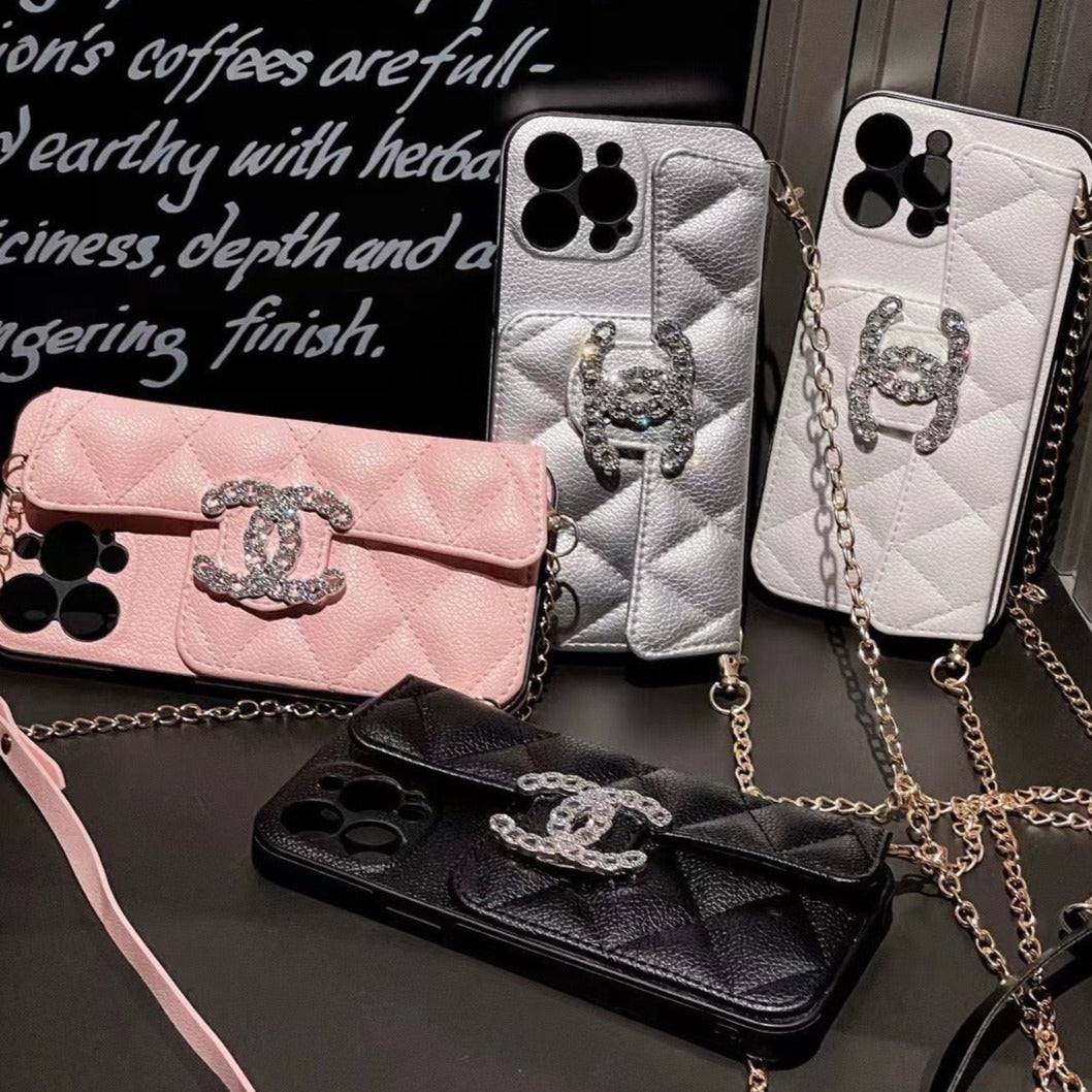 Custodia in pelle con motivo a carte per iPhone
