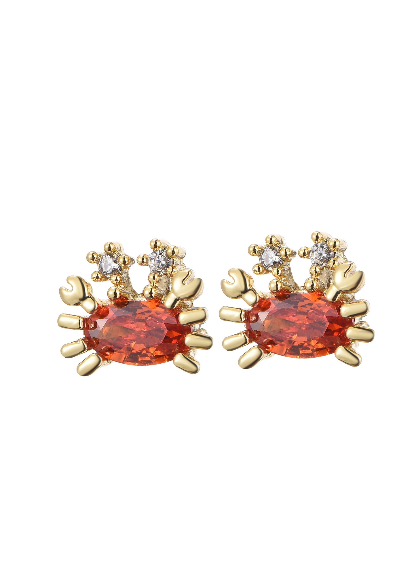 Glitzernde Ohrstecker „Petit Orange“ mit Krabbenmotiv