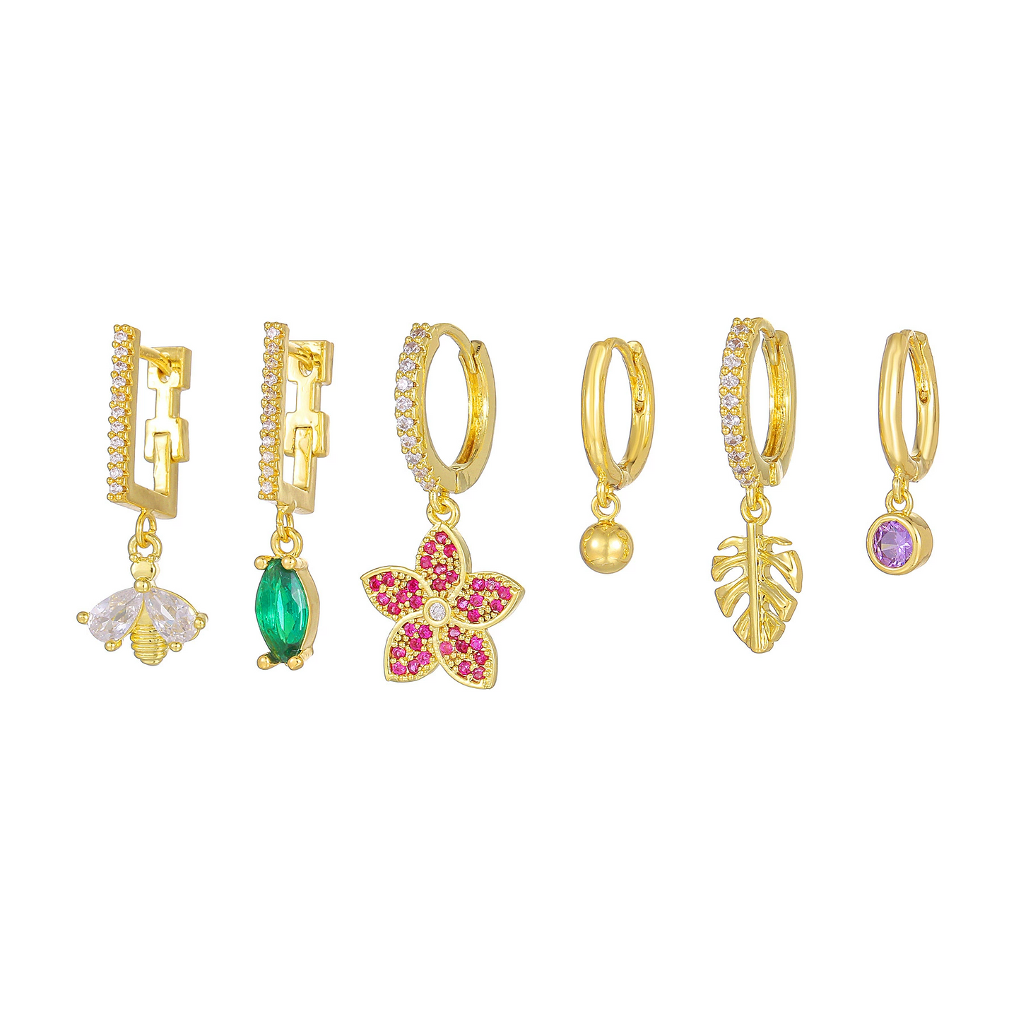 Set di orecchini dorati Petit Spring Garden