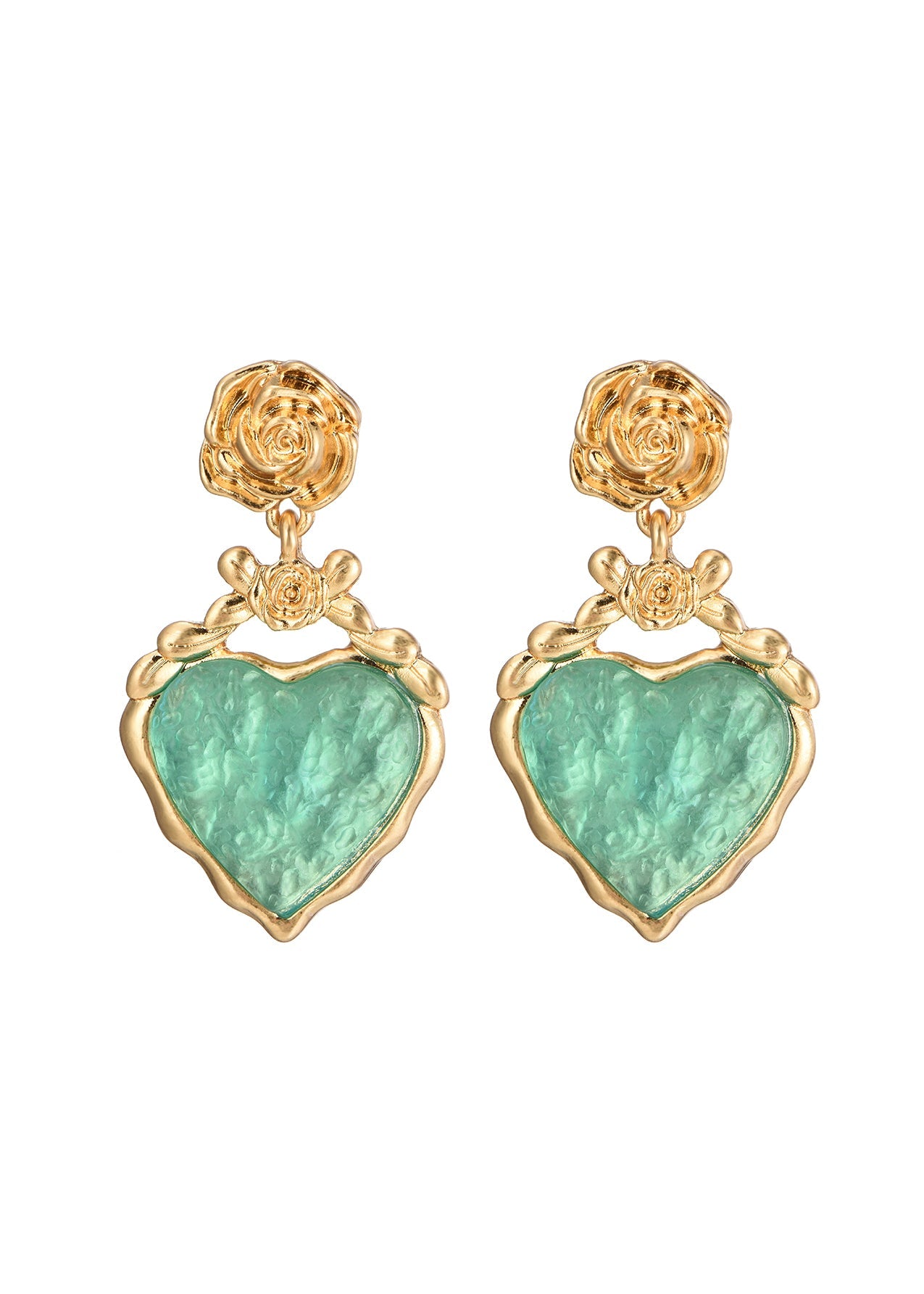 Midsummer Love In Mint Vintage Golden Eearrings