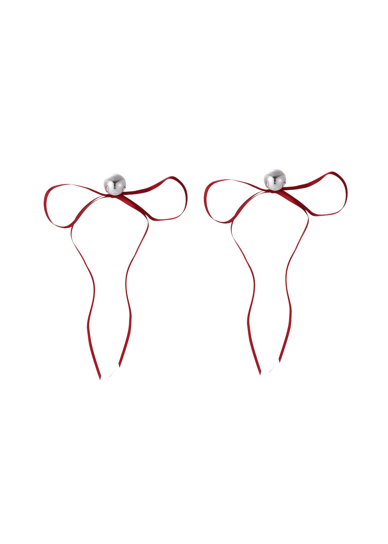 Orecchini lunghi con fiocco rosso