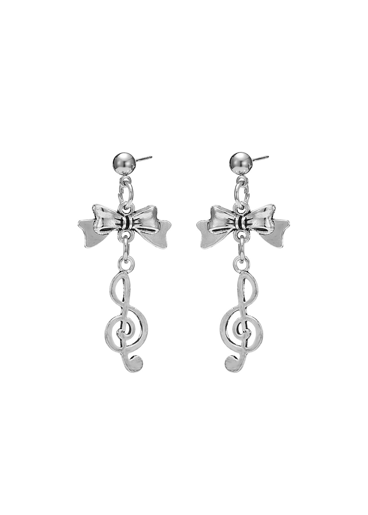 Melody Bow Silver Earrings