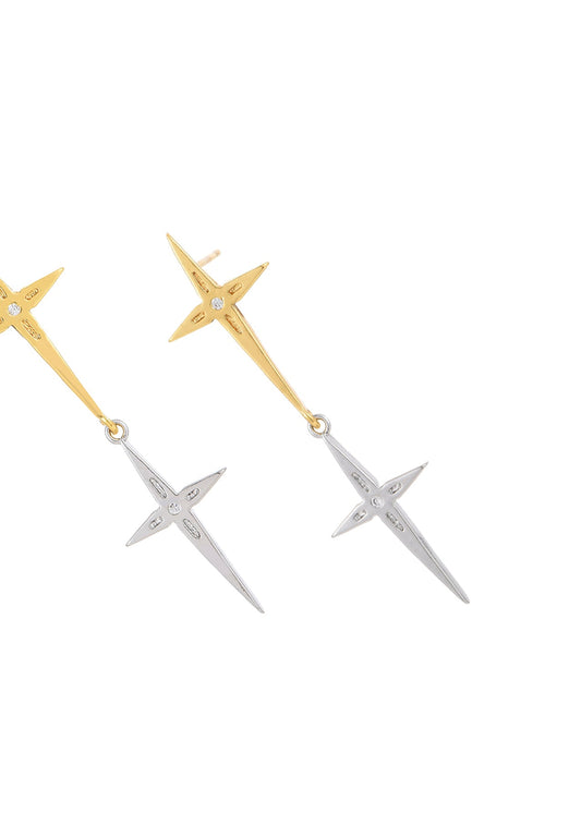 Northstar Golden Silver Earrings