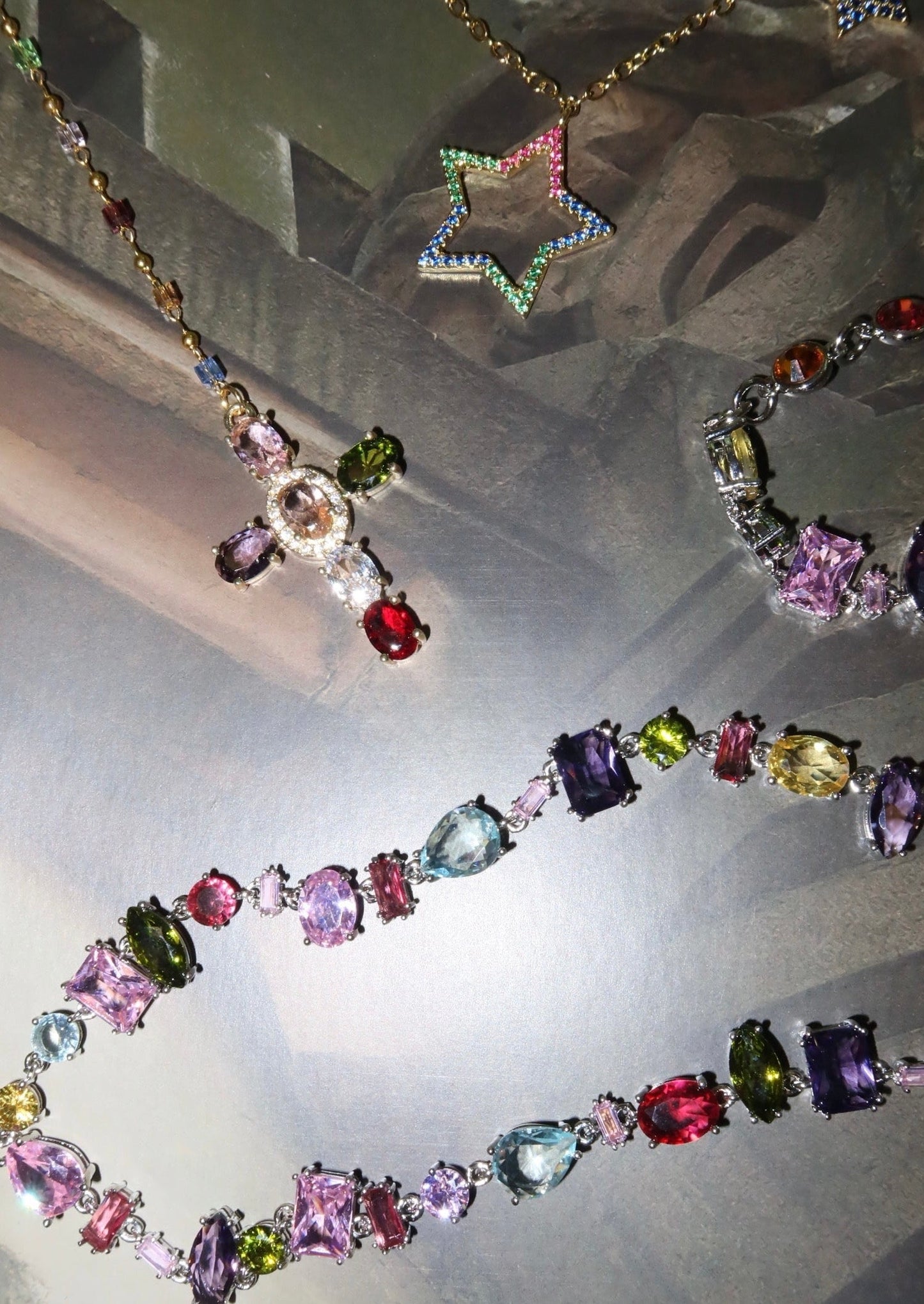 Collana in argento con cristalli colorati Kylie