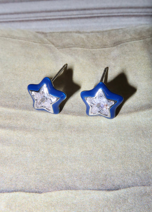 Jacques Blue Stars Silver Earrings