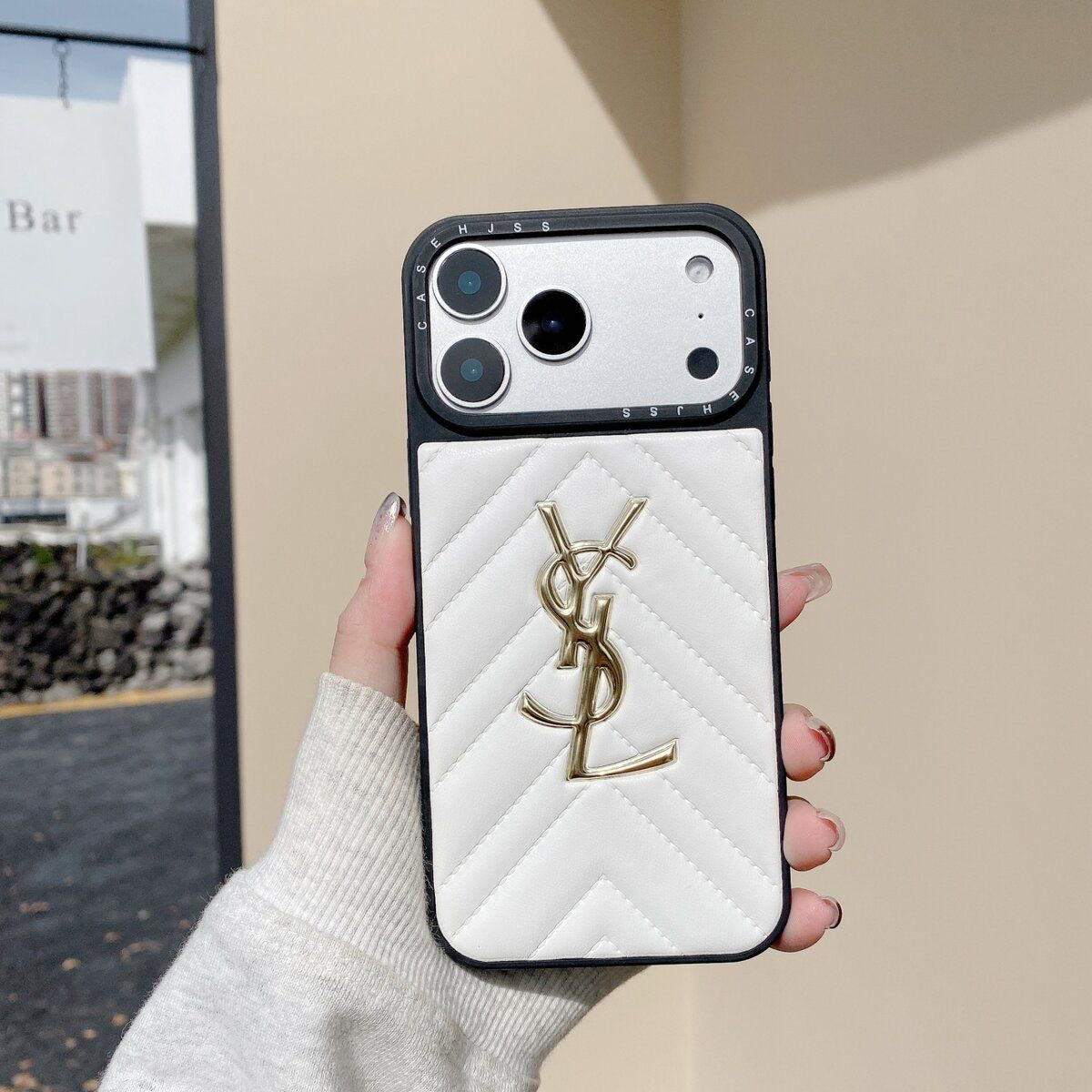 Embroidered Gold Phone Case For iPhone