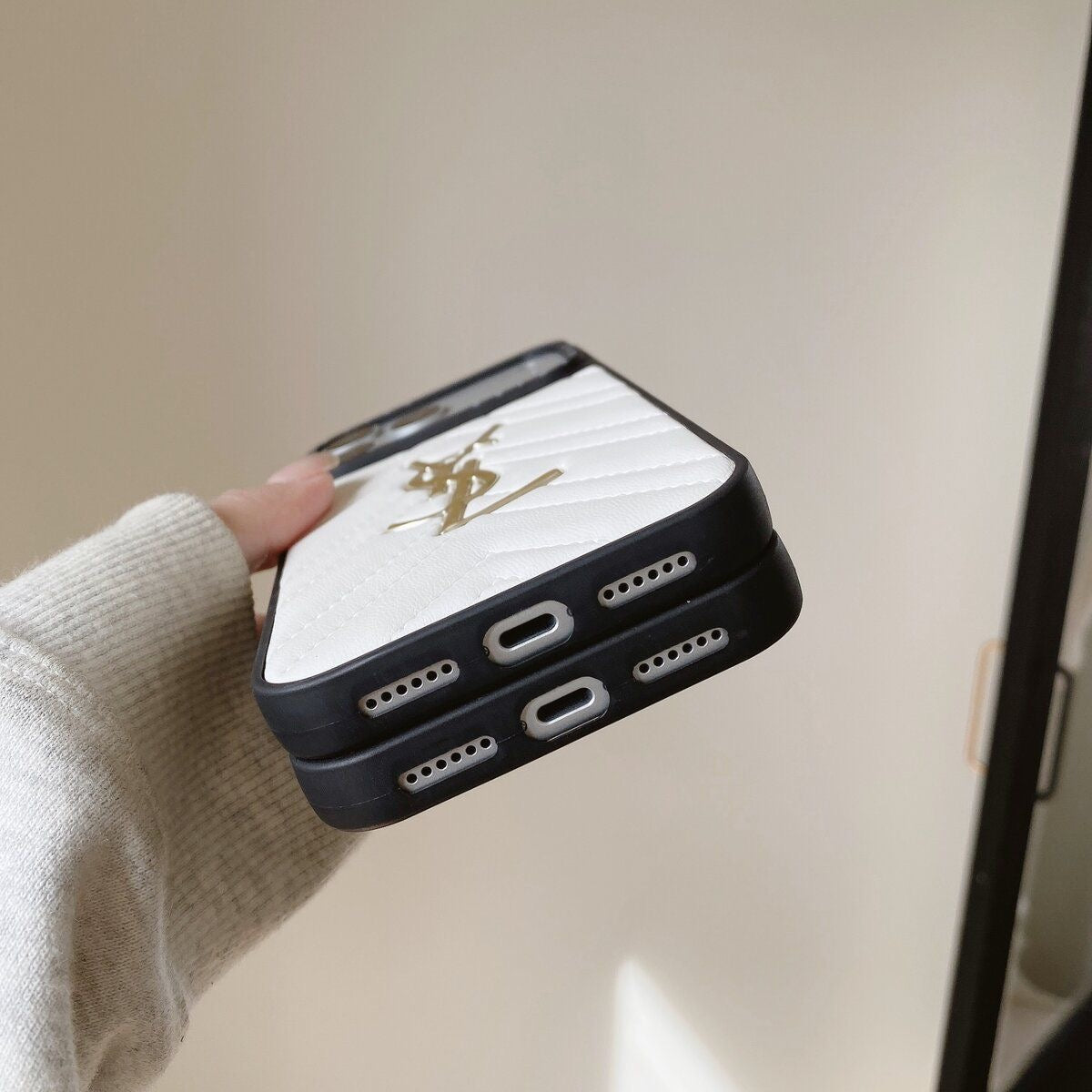 Embroidered Gold Phone Case For iPhone