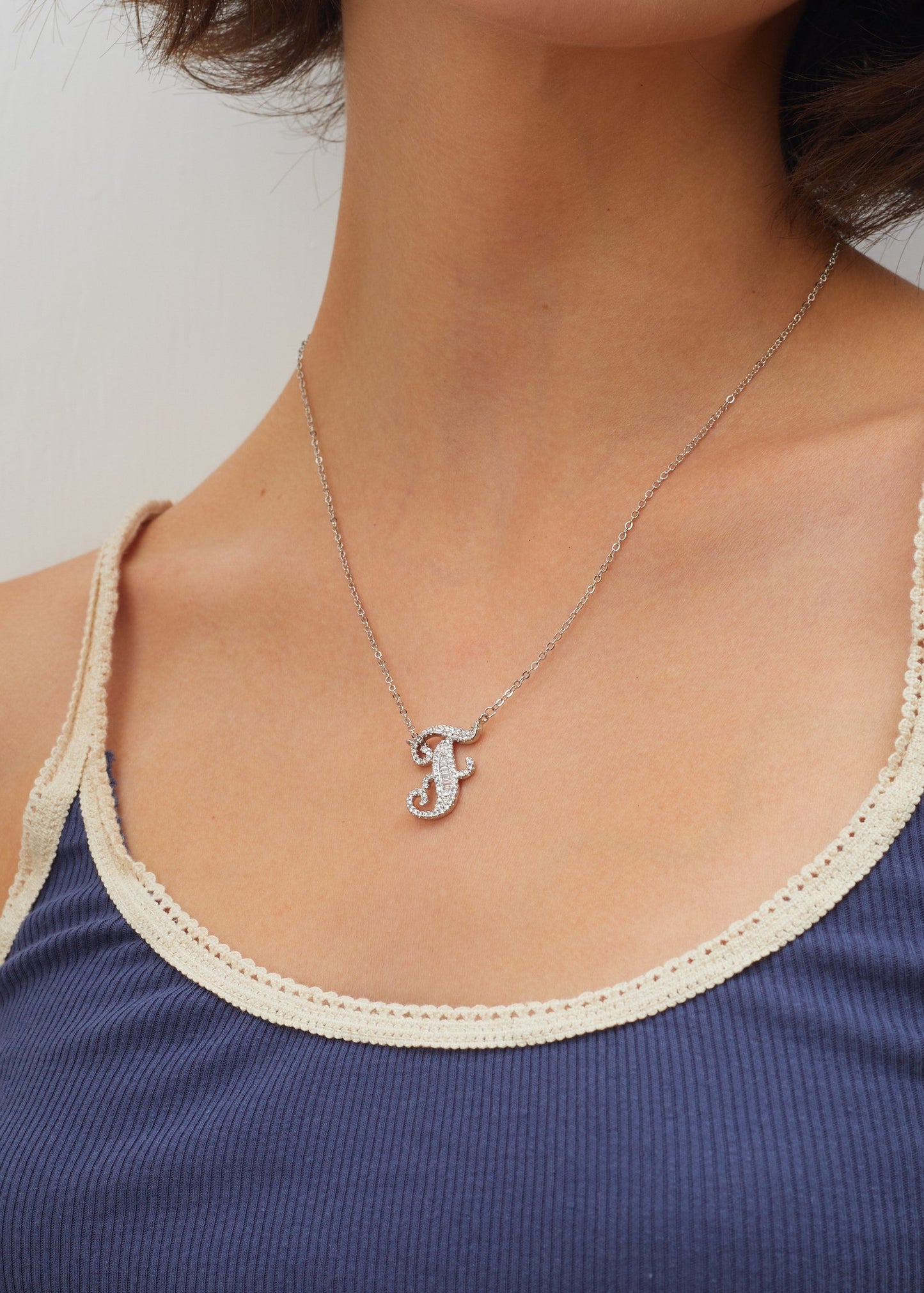 Alphabet Initial Letter Gemstone Necklace
