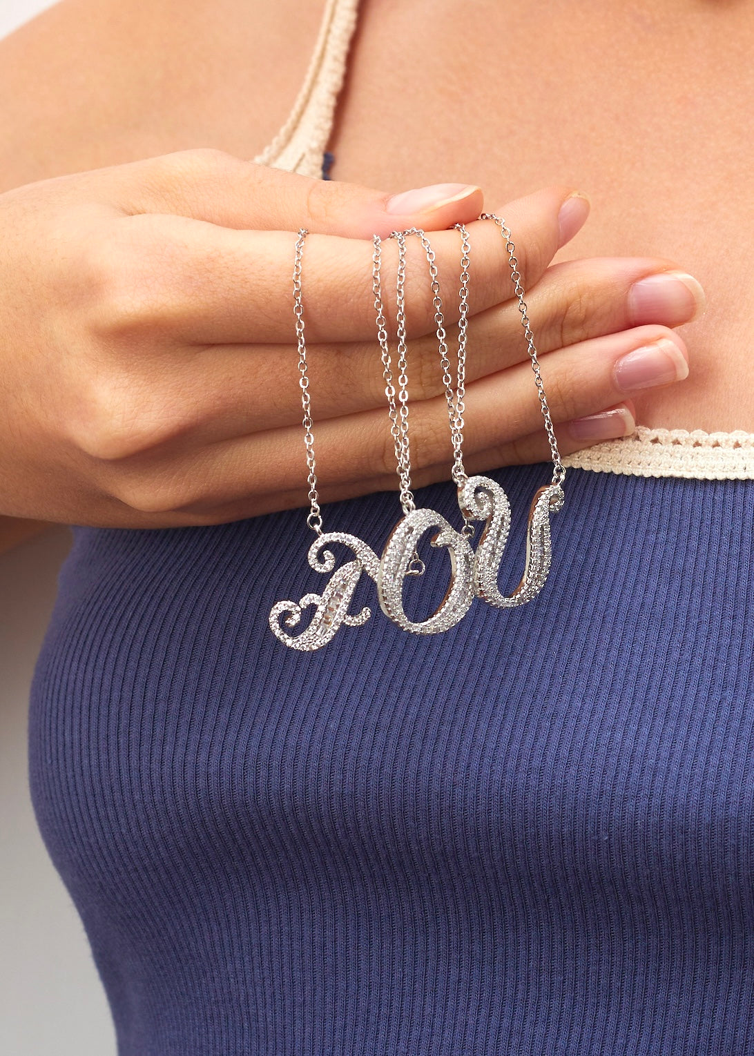 Alphabet Initial Letter Gemstone Necklace