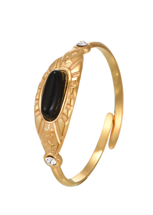 Mia Black Stone Golden Ring