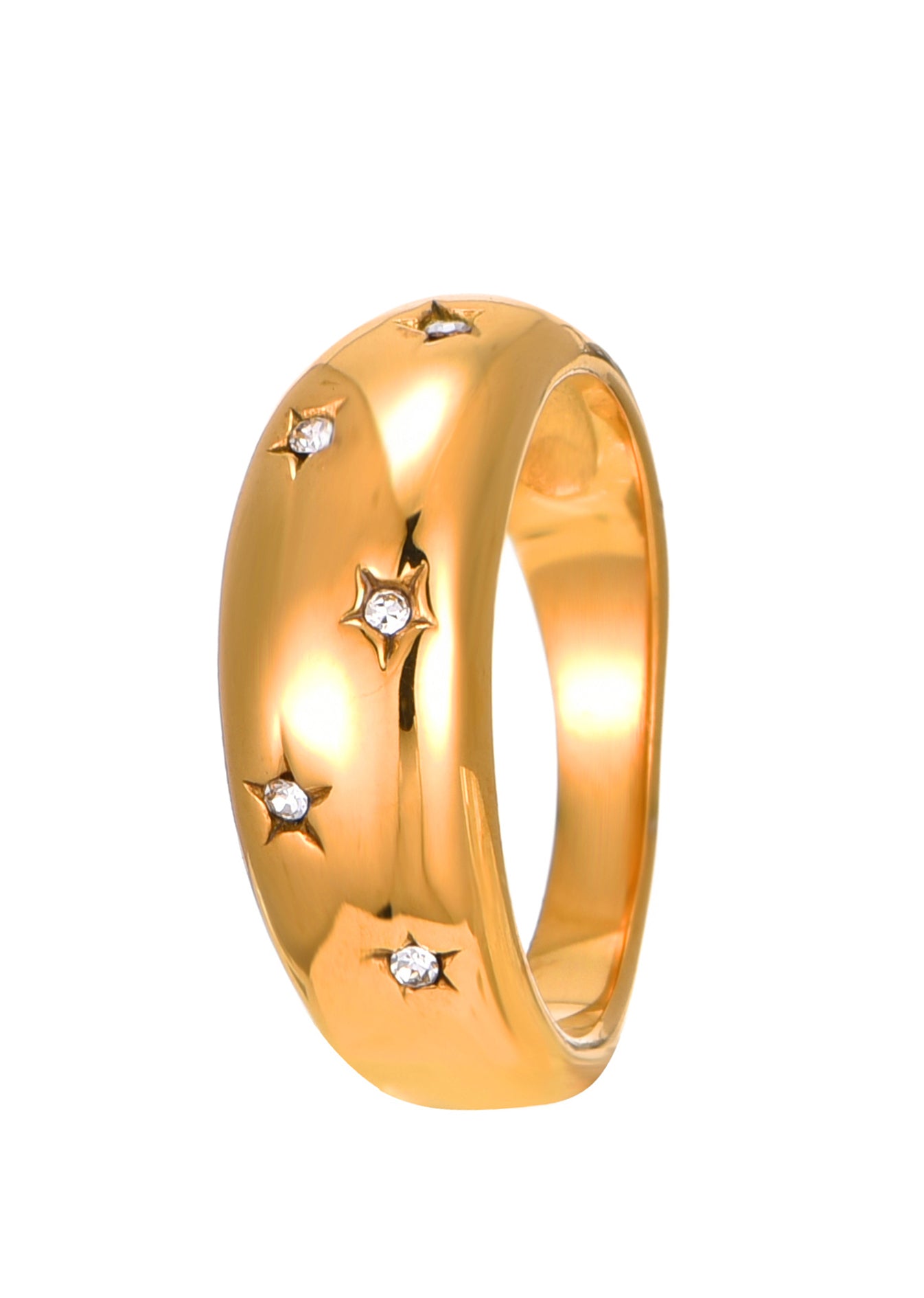 Anello dorato con diamanti Star River