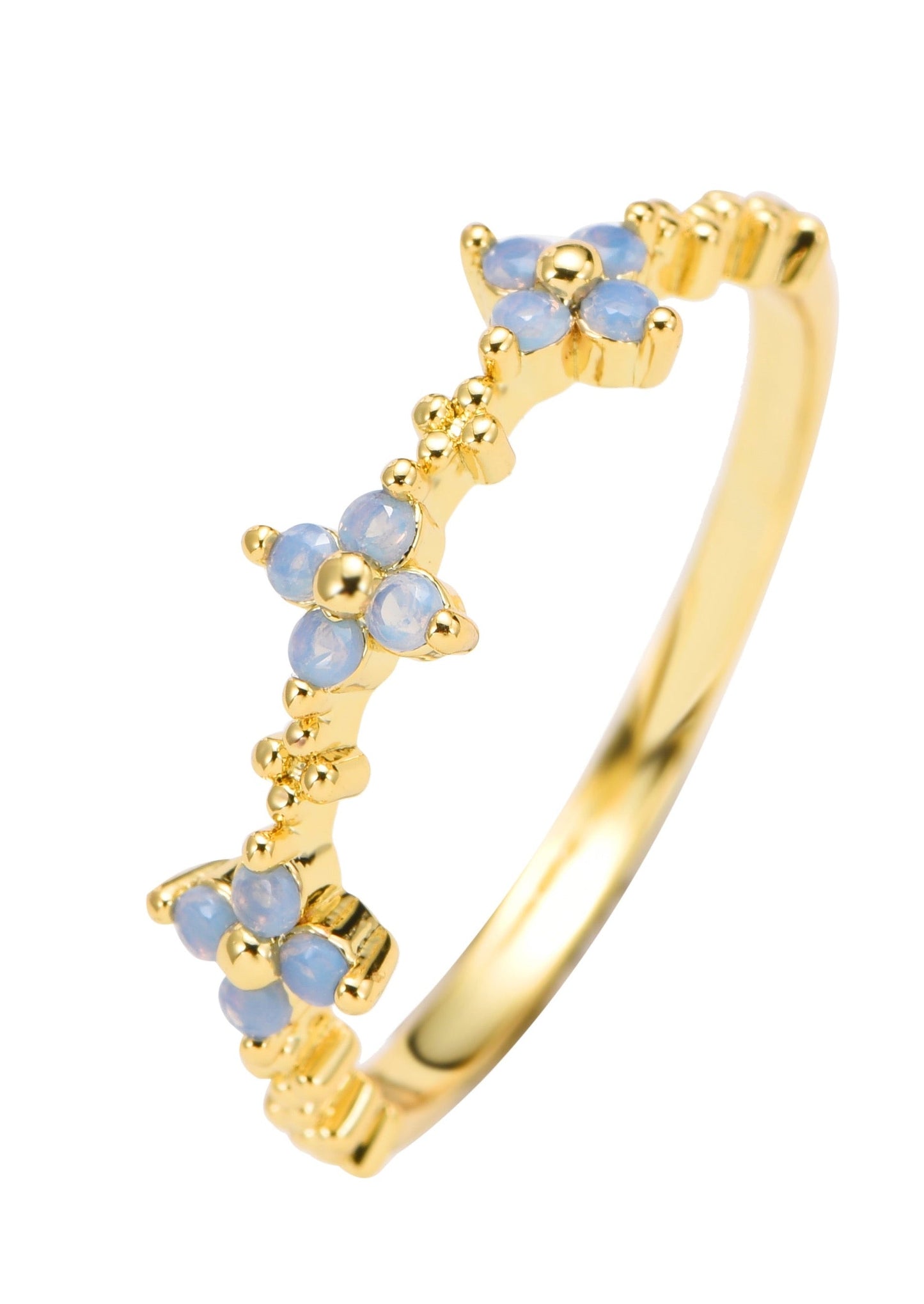 Anello Mini Trifoglio Blu Biancaneve