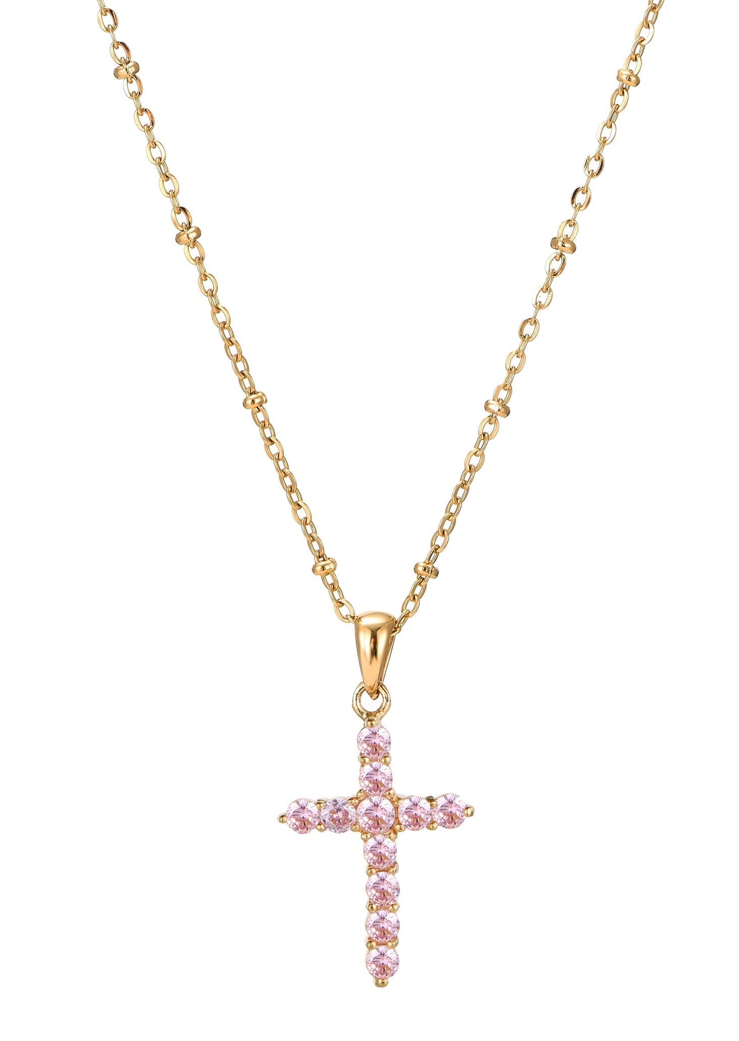 Grace Rosa goldene Kreuzkette