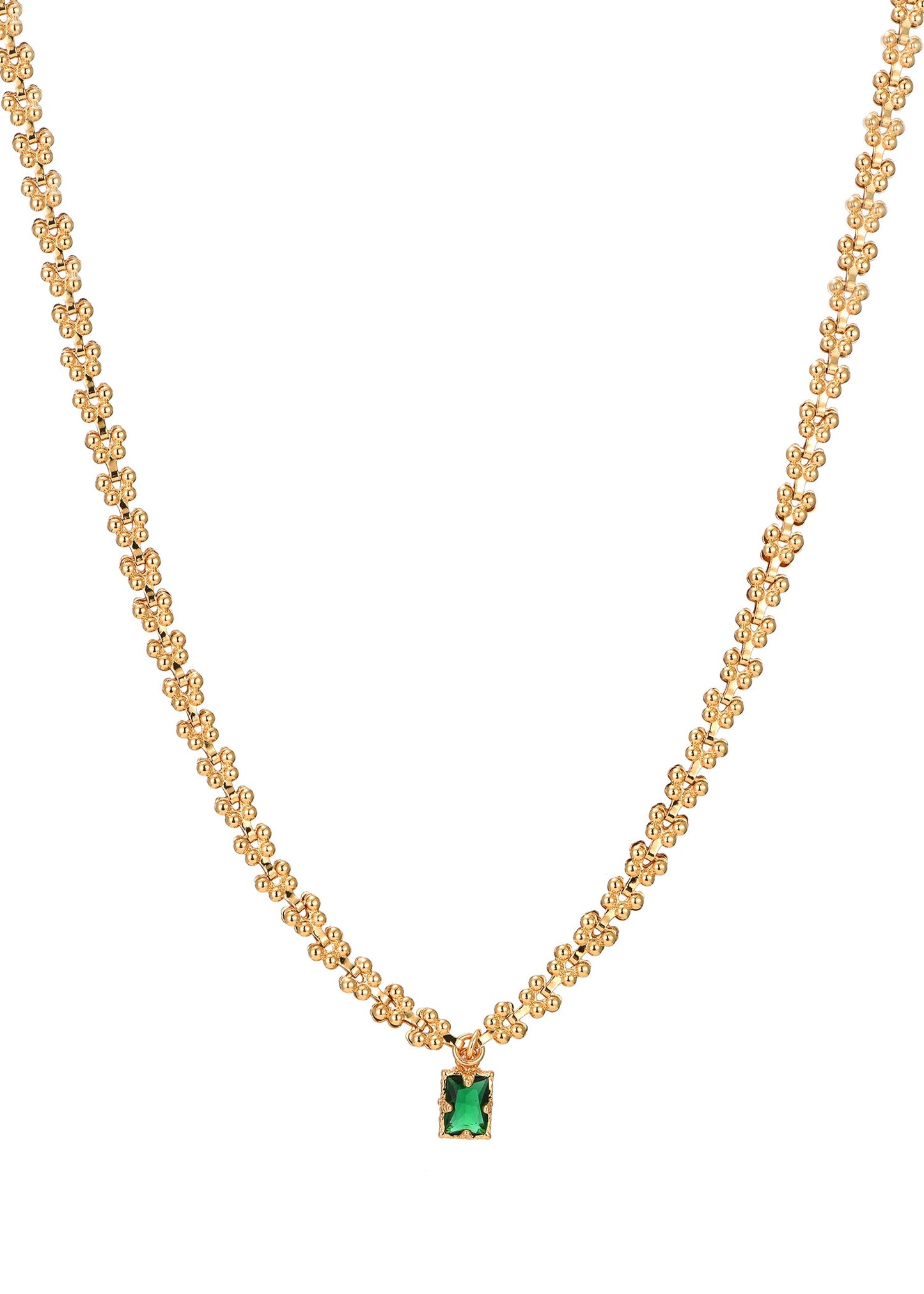Collana dorata con pietra verde smeraldo Kay