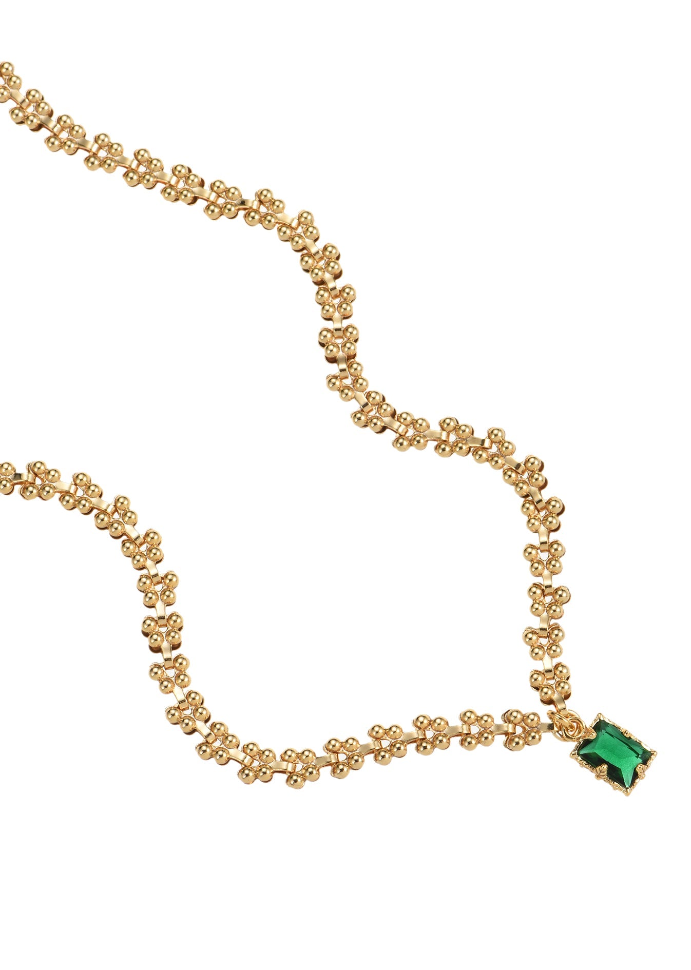 Collana dorata con pietra verde smeraldo Kay