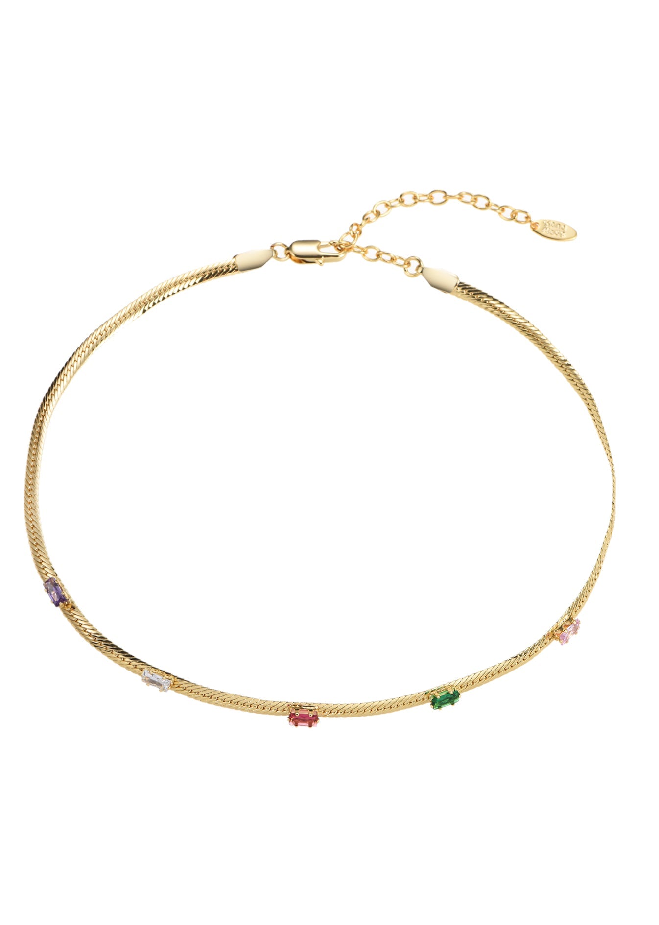 Wunderland Bunte Steine Goldene Halskette