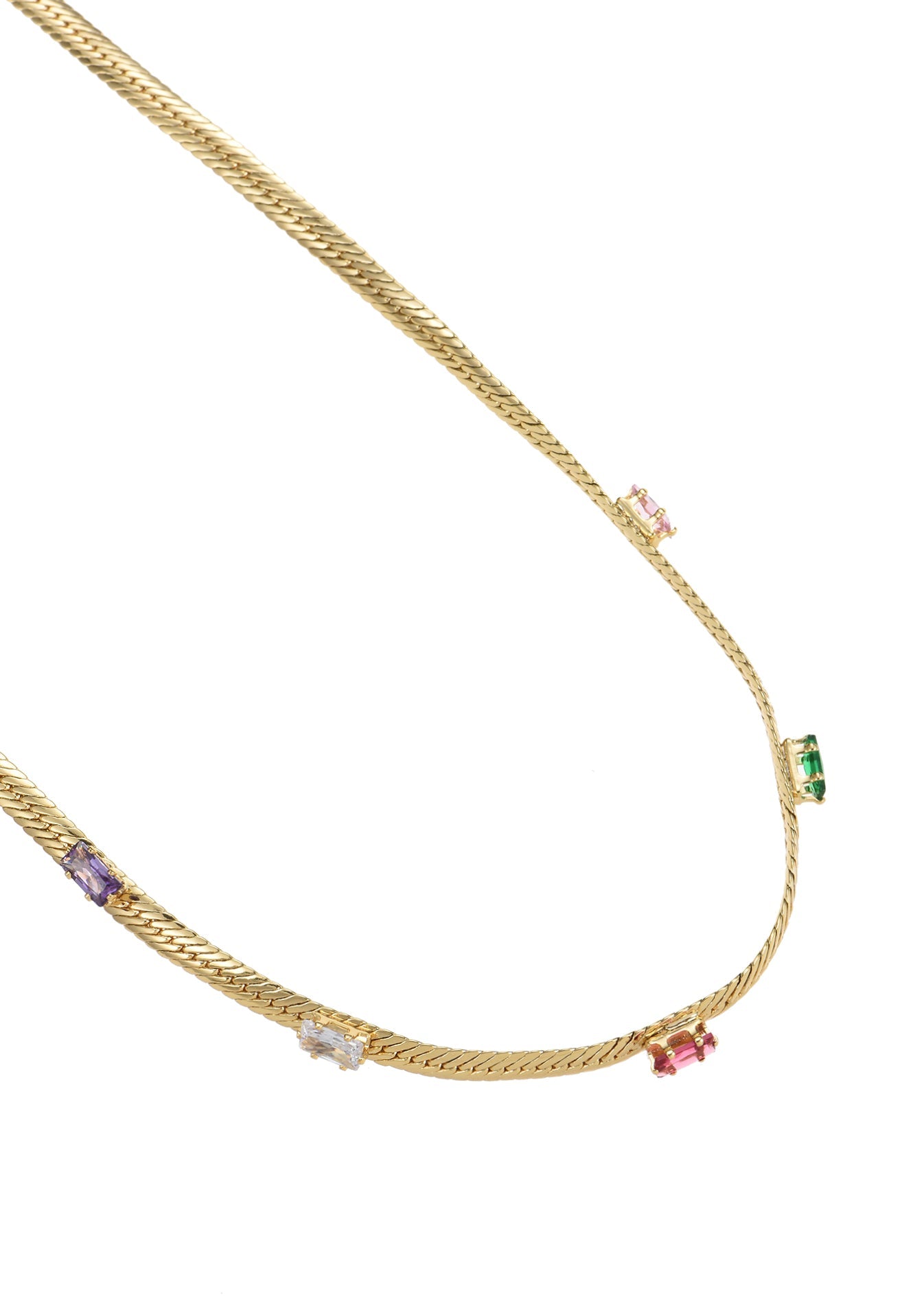 Wunderland Bunte Steine Goldene Halskette