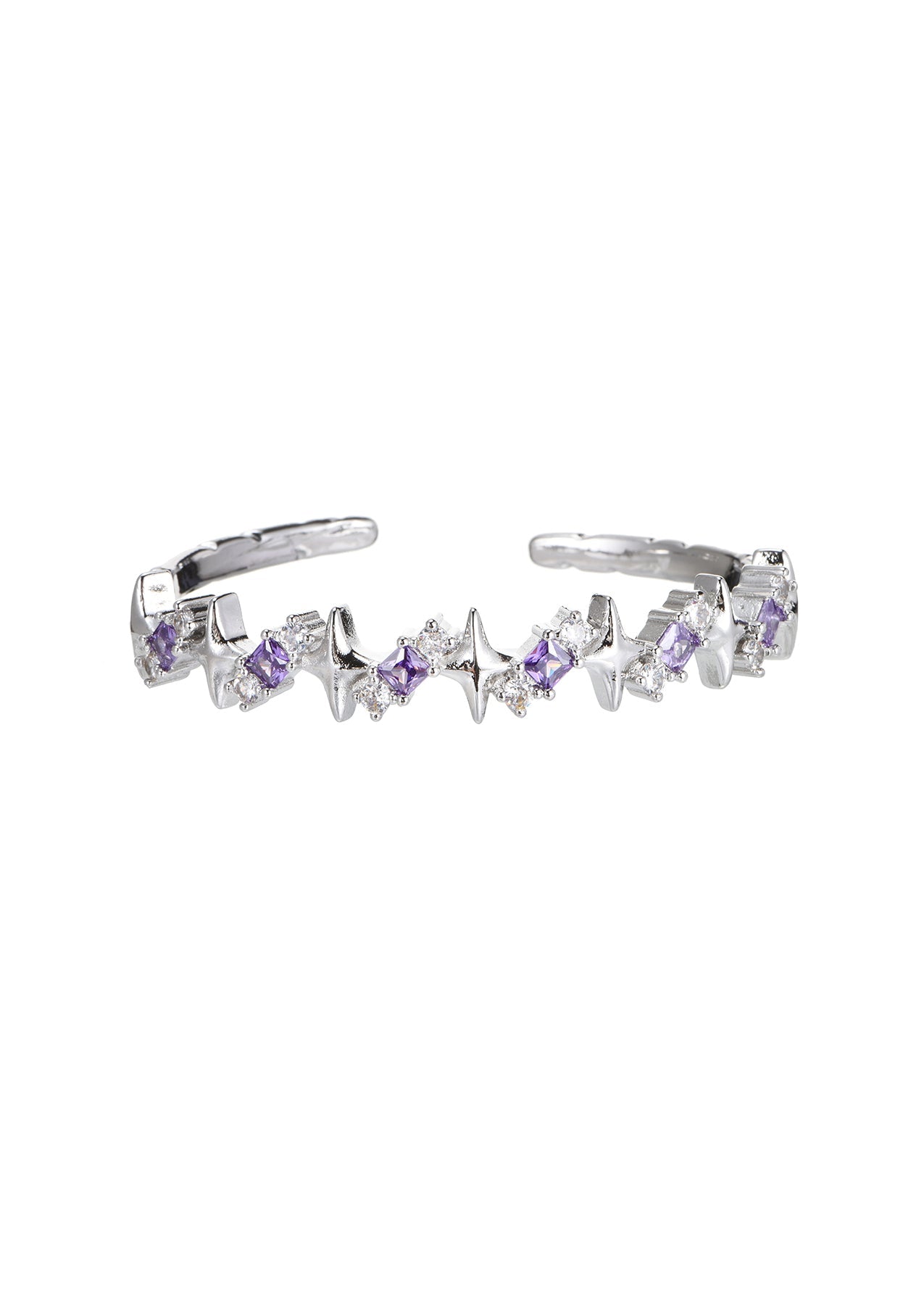 Bracciale in argento con stelle scintillanti viola Jill