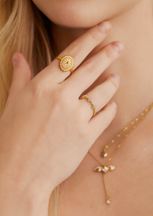 Schneewittchen Mini Blauer Kleeblatt Ring